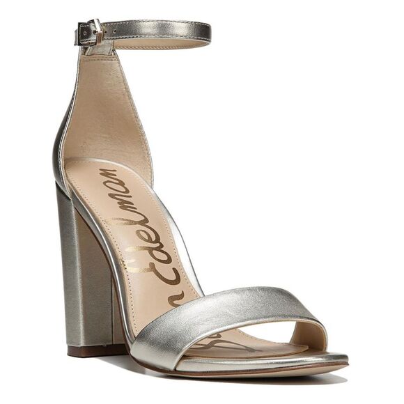 SAM EDELMAN Shoes - NWT SAM EDELMAN Womens Silver Yaro Almond Leather Heeled Sandal 5.5 M